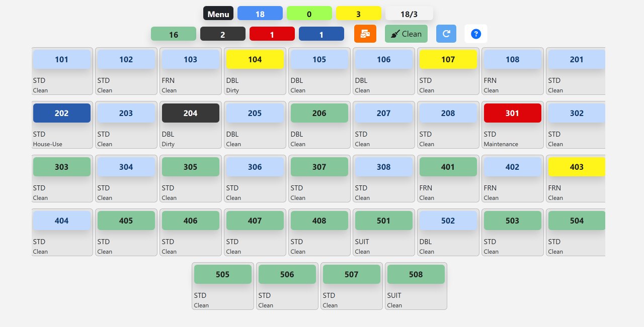 Room rack — room status at a glance